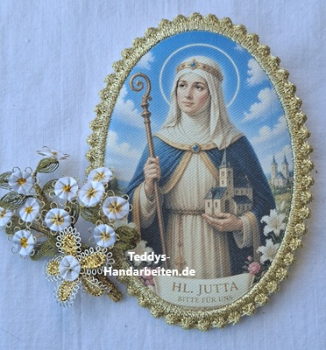 Heiligenbild  HB-CH-F303  Hl. Jutta  mit Goldrand  75x105mm