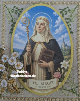 Heiligenbild  HB-CH-F304  Hl. Birgit  (ohne Stickrand)  70x100mm