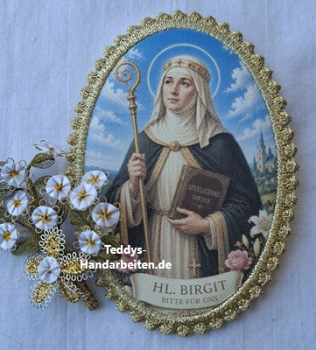 Heiligenbild  HB-CH-F304  Hl. Birgit   mit Goldrand  75x105mm