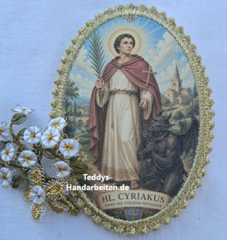 Heiligenbild  HB-CH-F306  Hl. Cyriakus  mit Goldrand  75x105mm