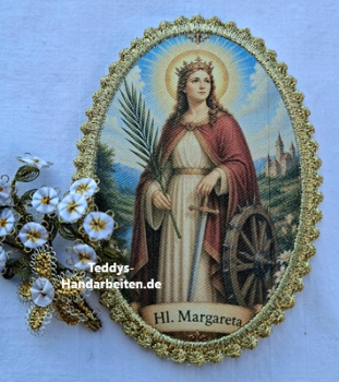 Heiligenbild  HB-CH-F307  Hl. Margareta  mit Goldrand  75x105mm