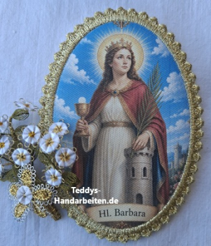 Heiligenbild  HB-CH-F310  Hl. Barbara  mit Goldrand 75x105mm