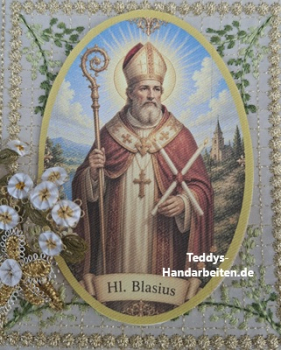 Heiligenbild  HB-CH-F311 Nothelfer Hl. Blasius  (ohne Stickrand)  70x100mm