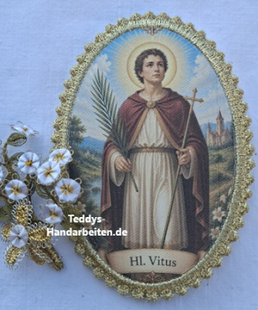 Heiligenbild  HB-CH-F312  Hl.Vitus  mit Goldrand  75x105mm