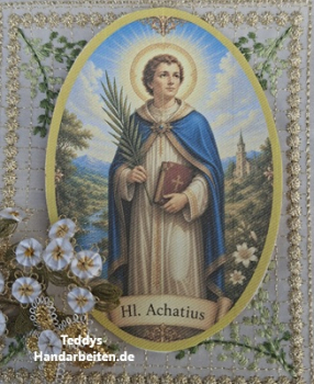 Heiligenbild  HB-CH-F314  Nothelfer Ächatius  (ohne Stickrand)  70x100mm
