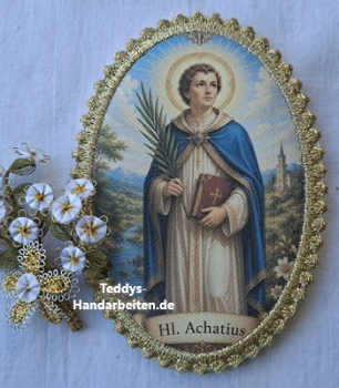 Heiligenbild  HB-CH-F314   Ächatius  mit Goldrand  75x105mm