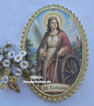 Heiligenbild  HB-CH-F316  Hl. Katharina  mit Goldrand  75x105mm