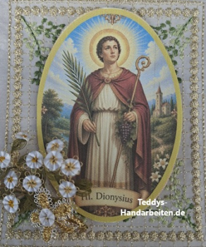 Heiligenbild  HB-CH-F317   Nothelfer Hl. Dionysius  (ohne Stickrand)  70x100mm
