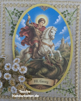 Heiligenbild  HB-CH-F318  Nothelfer Hl. Georg  (ohne Stickrand)  70x100mm