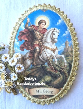 Heiligenbild  HB-CH-F318  Hl. Georg  mit Goldrand 75x105mm