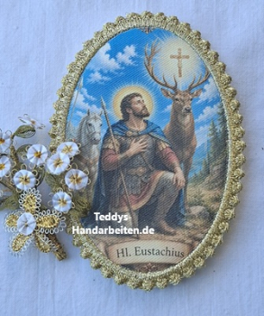 Heiligenbild  HB-CH-F319  Hl. Eustachius  mit Goldrand  75x105mm