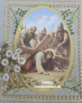 Heiligenbild  HB-CH-F328  Kreuzweg Station 3  (ohne Stickrand)  70x100mm