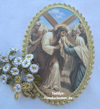 Heiligenbild  HB-CH-G329  Kreuzweg 4   mit Goldrand  42x57mm