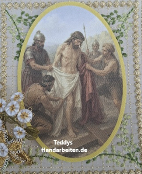 Heiligenbild  HB-CH-F335  Kreuzweg Station 10  (ohne Stickrand)  70x100mm