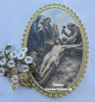 Heiligenbild  HB-CH-G336  Kreuzweg 11   mit Goldrand   42x57mm
