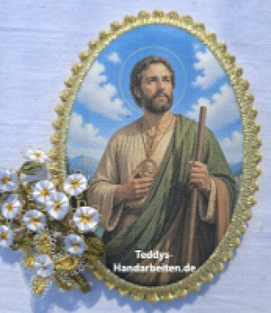 Heiligenbild  HB-CH-F354  Apostel  Judas Thaddäus  mit Goldrand  75x105mm