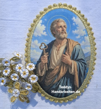Heiligenbild  HB-CH-G359 Apostel  Petrus  mit Goldrand  42x57mm