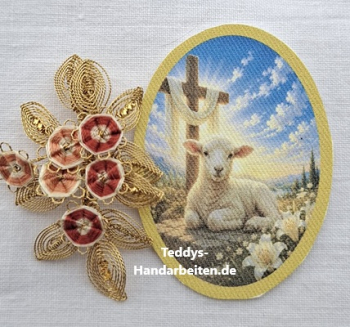 Heiligenbild  HB-CH-G373 Osterlamm    ohne Goldrand  40x55mm