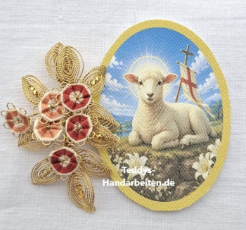 Heiligenbild  HB-CH-D376 Osterlamm   ohne Goldrand 60x85mm