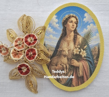 Heiligenbild  HB-CH-G385 Hl. Agnes  (ohne Stickrand)  40x55mm