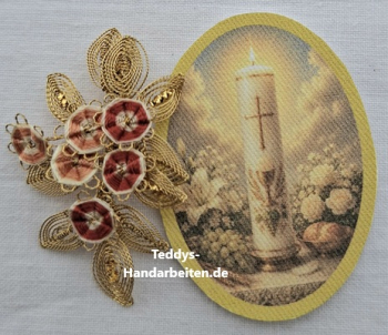 Heiligenbild  HB-CH-G398  Kommunionkerze   (ohne Stickrand)  40x55mm