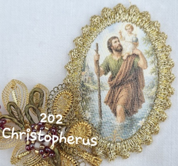 Heiligenbild  HB-CH-H202  Hl. Christopherus  mit Goldrand  32x46mm