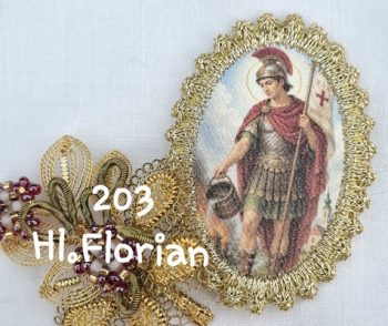 Heiligenbild  HB-CH-H203  Hl. Florian  mit Goldrand  32x46mm