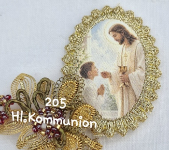 Heiligenbild  HB-CH-H205  Kommunion Junge  mit Goldrand  32x46mm