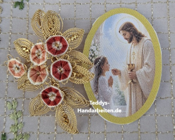 Heiligenbild  HB-CH-H206  Kommunion Mädchen  (ohne Stickrand)  30x45mm