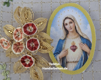 Heiligenbild  HB-CH-H208  Herz Maria  (ohne Stickrand)  30x45mm