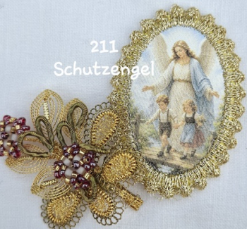 Heiligenbild  HB-CH-H211  Schutzengel  mit Goldrand  32x46mm