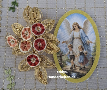Heiligenbild  HB-CH-H211   Schutzengel  (ohne Stickrand)  30x45mm