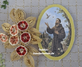Heiligenbild  HB-CH-H218  Franz v. Assisi  (ohne Stickrand)  30x45mm