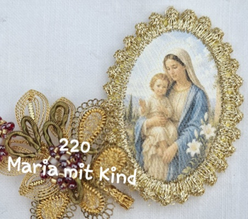 Heiligenbild  HB-CH-H220  Maria mit Kind  mit Goldrand  32x46mm
