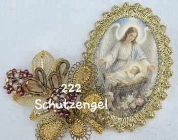 Heiligenbild  HB-CH-H222  Schutzengel  mit Goldrand  32x46mm