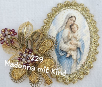 Heiligenbild  HB-CH-H229  Madonna mit Kind  mit Goldrand  32x46mm