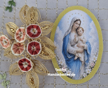 Heiligenbild  HB-CH-H229   Madonna mit Kind  (ohne Stickrand)  30x45mm