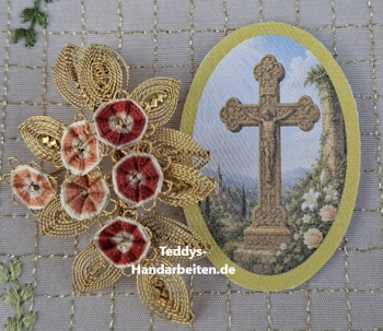 Heiligenbild  HB-CH-H230  Kreuz geschnitzt  (ohne Stickrand)  30x45mm