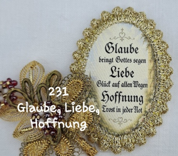 Heiligenbild  HB-CH-H231  Glaube,Liebe,Hoffnung  mit Goldrand  32x46mm