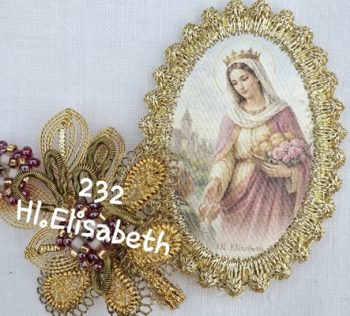 Heiligenbild  HB-CH-H232  Hl. Elisabeth  mit Goldrand  32x46mm
