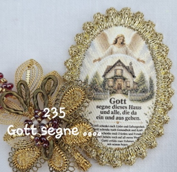Heiligenbild  HB-CH-H235  Gott segne...  mit Goldrand  32x46mm