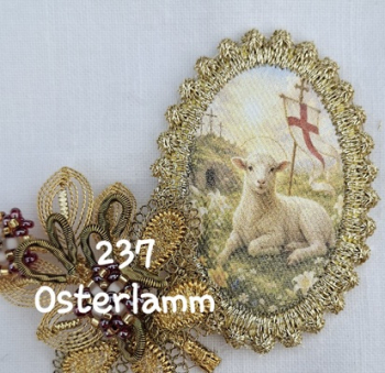 Heiligenbild  HB-CH-H237  Osterlamm  mit Goldrand  32x46mm