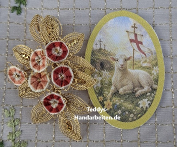 Heiligenbild  HB-CH-H237  Osterlamm  (ohne Stickrand)  30x45mm