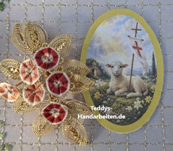 Heiligenbild  HB-CH-H241  Osterlamm  (ohne Stickrand)  30x45mm