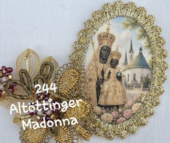 Heiligenbild  HB-CH-H244  Altöttinger Madonna   mit Goldrand  32x46mm