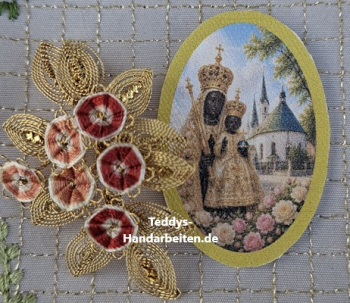 Heiligenbild  HB-CH-H244   Madonna  (ohne Stickrand)  30x45mm