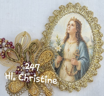 Heiligenbild  HB-CH-H247  Hl. Christine  mit Goldrand  32x46mm