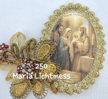 Heiligenbild  HB-CH-H250  Mariä Lichtmess   mit Goldrand  32x46mm
