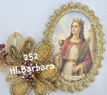 Heiligenbild  HB-CH-H252  Hl. Barbara  mit Goldrand  32x46mm