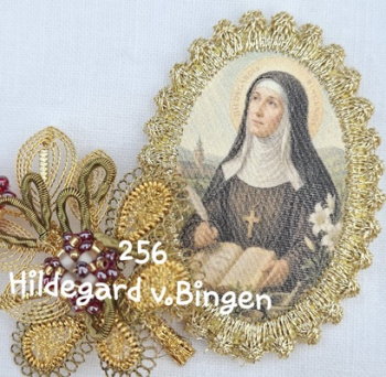 Heiligenbild  HB-CH-H256  Hl. Hildegard v. Bingen  mit Goldrand  32x46mm